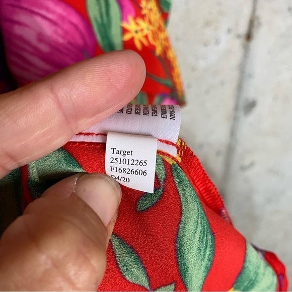 Rixo target red coral Hawaiian floral ruffle midi dress xs 2 - Picture 7 of 10